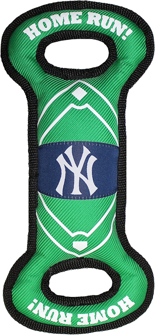 MLB NEW YORK YANKEES Baseball Field Dog Toy with Double Rim Stitching & Inner SQUEAKER